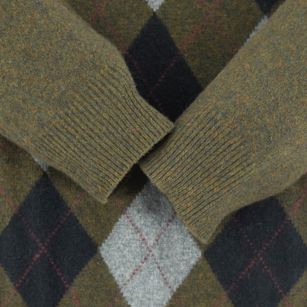 Alan Flusser Men's M Cashmere Argyle Sweater Olive Green Navy Gray Knit Crewneck - Picture 2 of 12